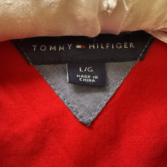 Tommy Hilfiger Women’s Large Button Down Shirt Red Love You More Stitching - Picture 5 of 7